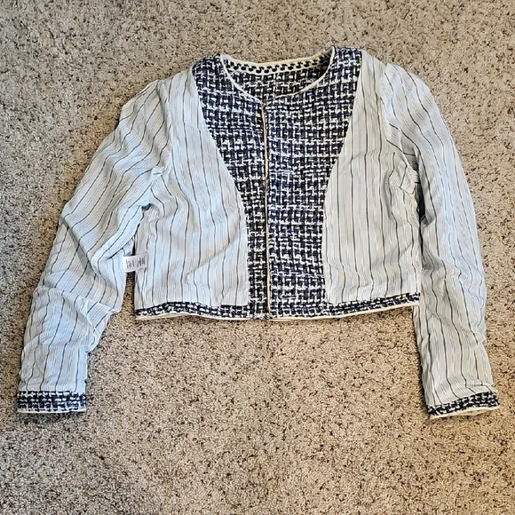 NWT Christian Lacroix blue tweed cropped jacket - Picture 11 of 15